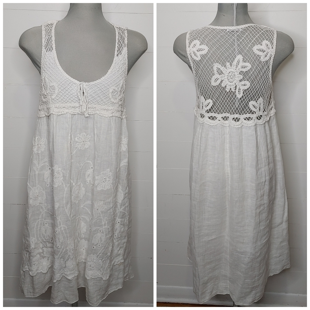 Stunning 100% linen babydoll dress size M